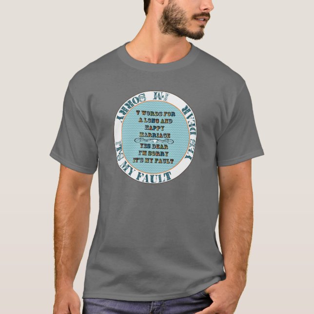 Camiseta 7 palabras para un matrimonio largo y feliz (Anverso)