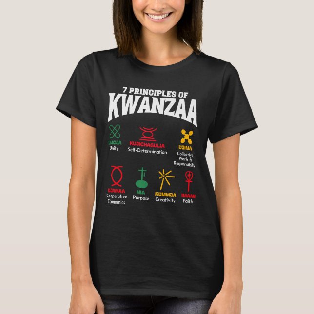Camiseta 7 Principios de Kwanzaa Orgullo Africano (Anverso)
