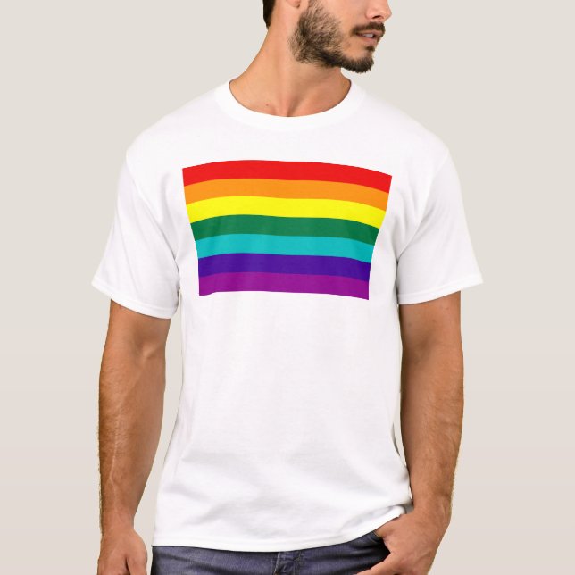 Camiseta 7 Rayas Bandera del Orgullo Gay Arcoiris (Anverso)