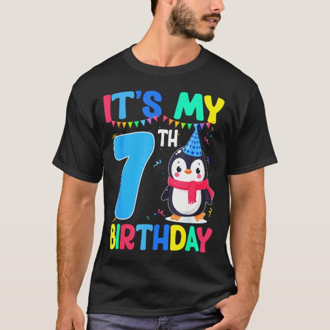Camiseta 7 Year Old Birthday Penguin Themed It's My 7th Bir (Anverso)