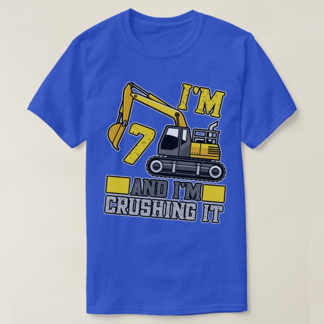 Camiseta 7 year old Crushing It Construction Truck 7th Birt (Diseño del anverso)