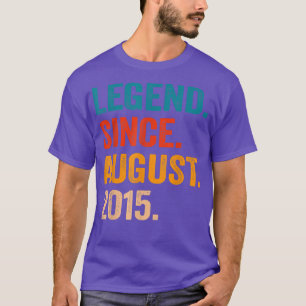 Camiseta 7 Year Old Gifts Legend Since August 2015 7th Birt