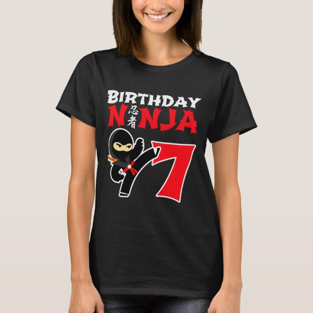 Camiseta 7 Year Old Karate Ninja Party Kids 7th Birthday T  (Anverso)