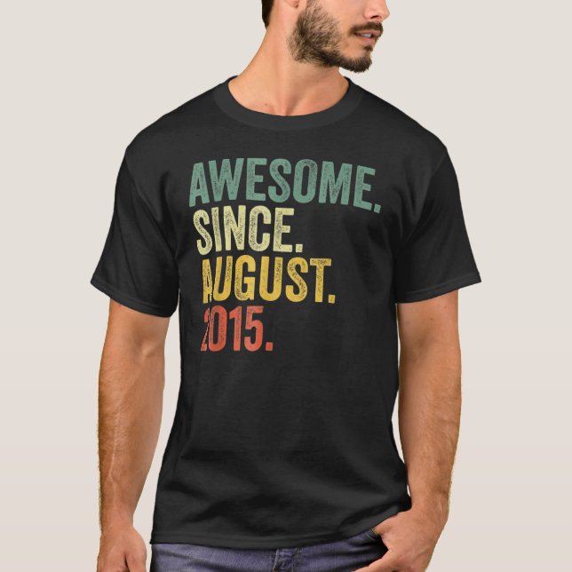 Camiseta 7 Years Old  Awesome Since August 2015 7th Birthda (Anverso)