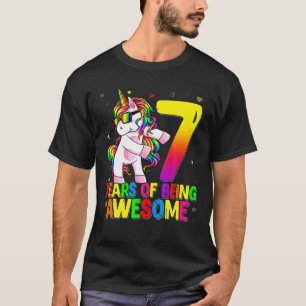 Camiseta 7 Years Old Birthday Unicorn Flossing 7Th Birthday