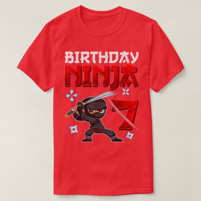 Camiseta 7 Years Old Boy Birthday Tee, Birthday Ninja Boy  (Diseño del anverso)