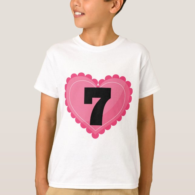 Camiseta 7mo corazón del cumpleaños de los chicas (Anverso)