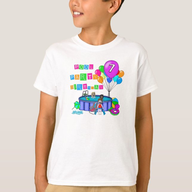 Camiseta 7mo cumpleaños de la fiesta en la piscina (Anverso)