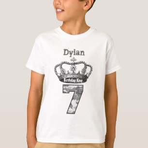 Camiseta 7mo Rey Crown y camuflaje V01C del cumpleaños