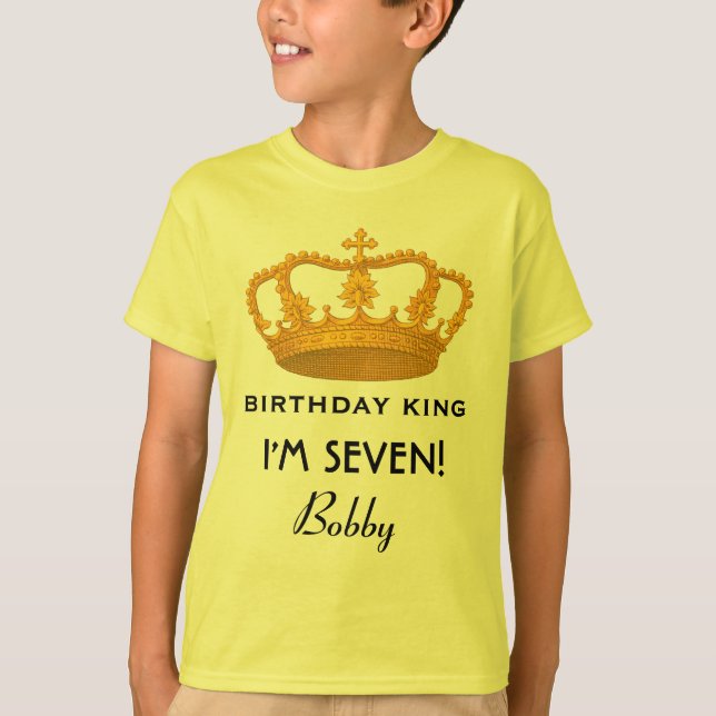 Camiseta 7mo Rey Custom Name Royal Crown W16 del cumpleaños (Anverso)