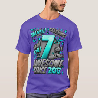 Camiseta 7th Birthday Comic Style Awesome since 2017 7 Year
