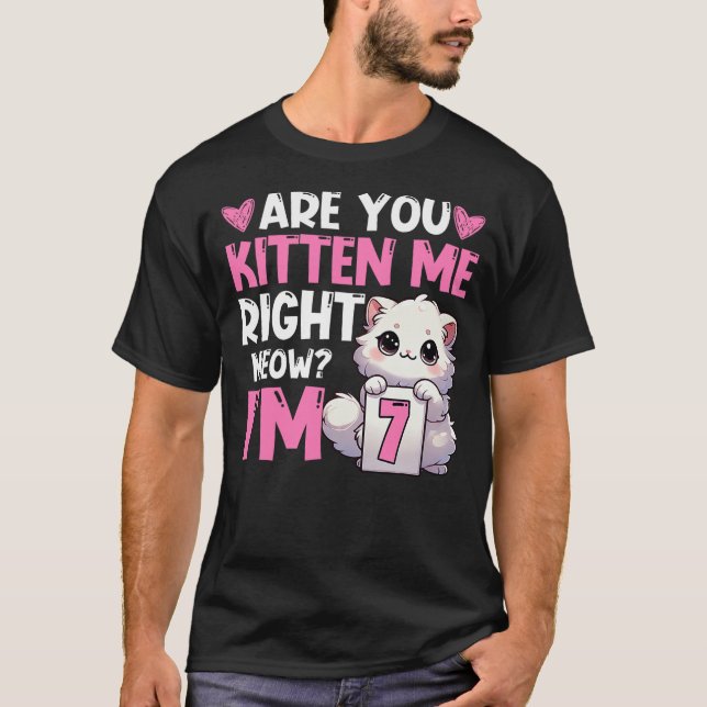 Camiseta 7th Birthday Girl 7yr Seven 7 Year Old Kitten Cat  (Anverso)
