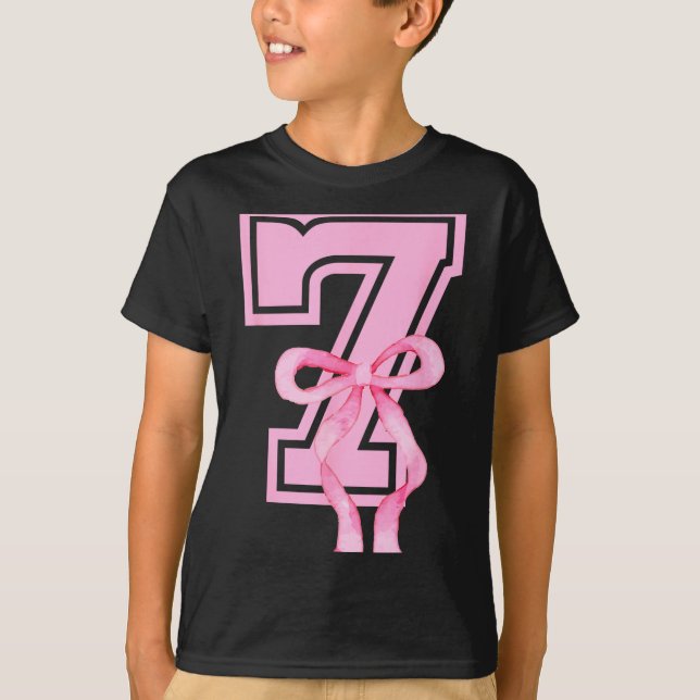 Camiseta 7th Birthday Girl Coquette Nk Bows Seven Years Old (Anverso)