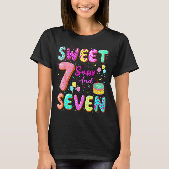 Camiseta 7th Birthday Girl Donut Sweet Sy And Seven Birthda (Anverso)