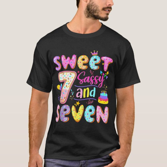 Camiseta 7th Birthday Girl Donut Sweet Sy And Seven Birthda (Anverso)