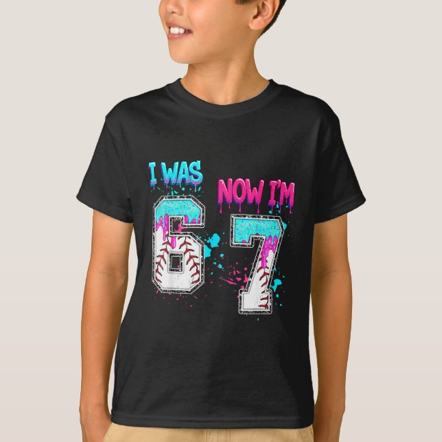 Camiseta 7th Birthday I Was 6 Now I'm 7 Baseball Ice Cream  (Anverso)