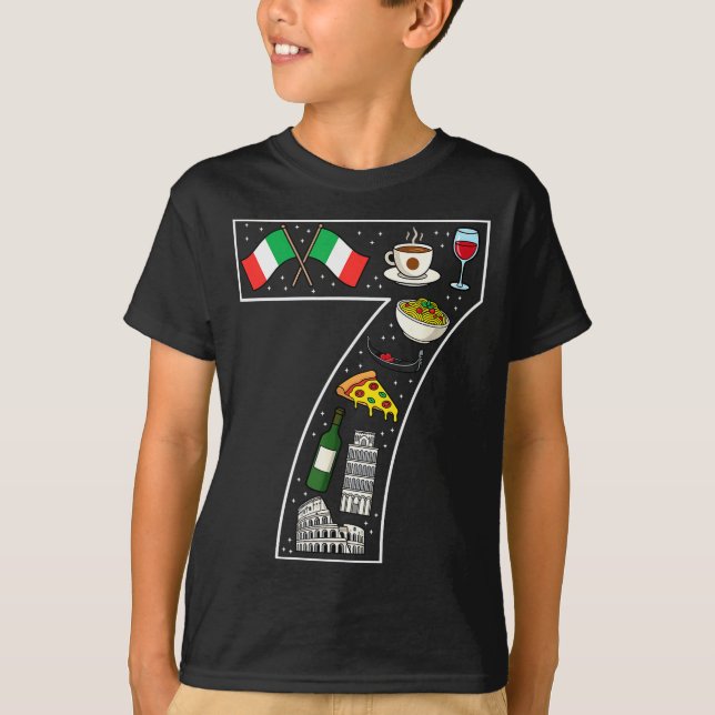 Camiseta 7th Birthday Italian Culture 7 Year Old Italy Flag (Anverso)