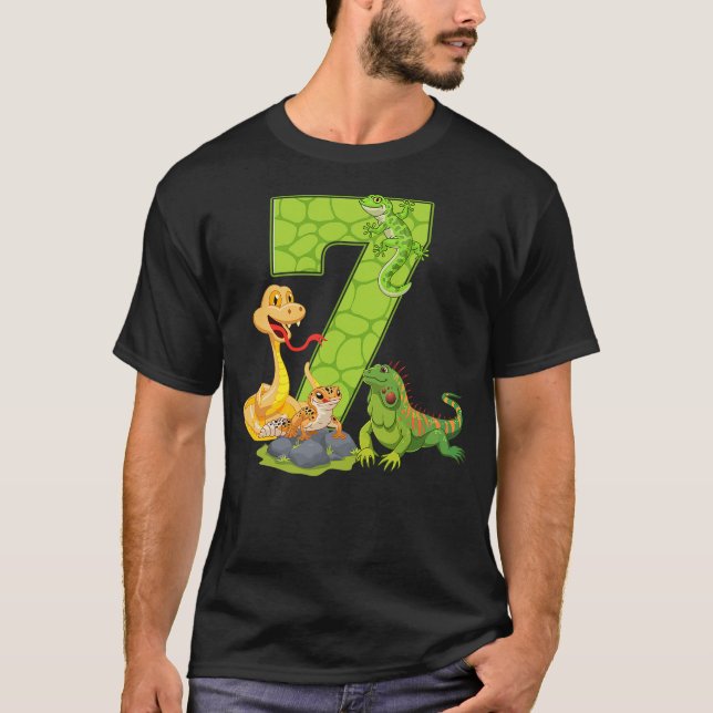 Camiseta 7th Birthday Snake Lizard Reptile 7 Year Old Birth (Anverso)