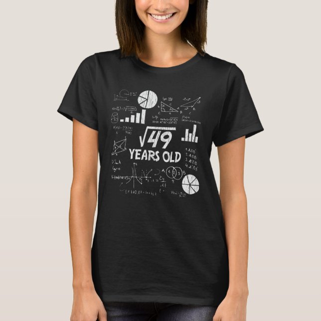 Camiseta 7th Birthday Square Root of 49 - 7 Years Old Bday (Anverso)