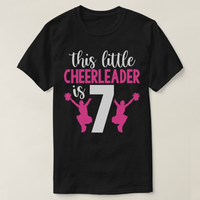 Camiseta 7th Birthday This Little Cheerleader Is 7 Girls Ch (Diseño del anverso)