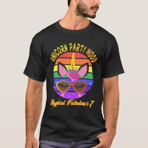 Camiseta 7Th Birthday. Unicorn Party Mood, Magical, Fabulou