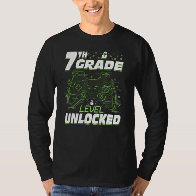 Camiseta 7th Grade Level Unlocked Back To School Video Game (Anverso)