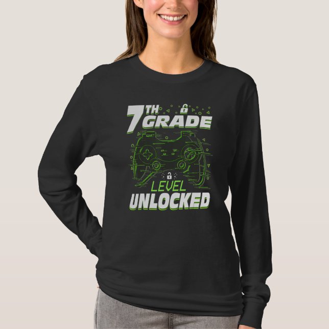 Camiseta 7th Grade Level Unlocked Back To School Video Game (Anverso)