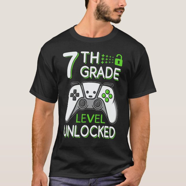 Camiseta 7th Grade Level Unlocked VideoGame Gamer Back to S (Anverso)