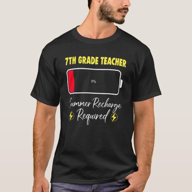Camiseta 7th Grade Teacher Summer Recharge Required Last Da (Anverso)