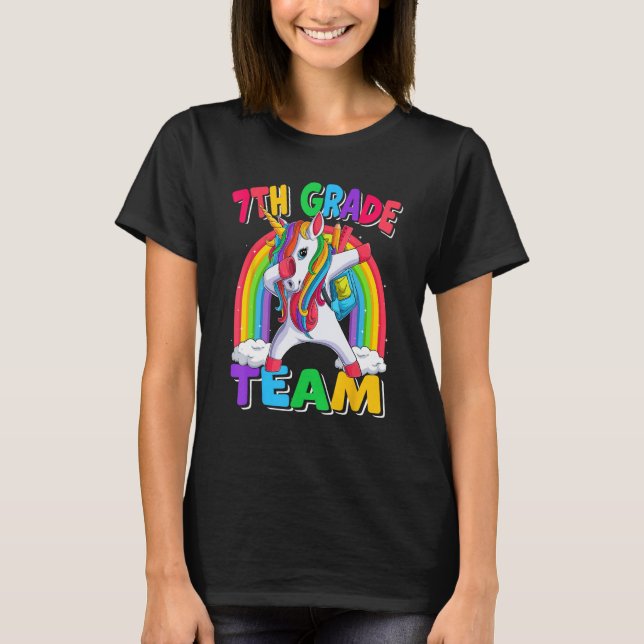 Camiseta 7th Grade Team Dabbing Unicorn Back to School Kids (Anverso)