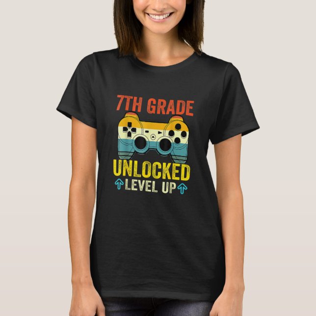 Camiseta 7th Grade Unlocked Level Up Video Game Back To Sch (Anverso)
