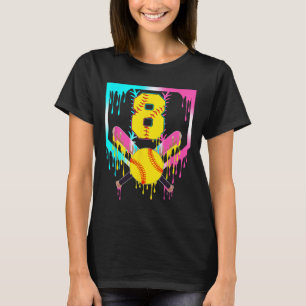 Camiseta 8º Cumpleaños Softll Placa de Home Drip Helado 8 A