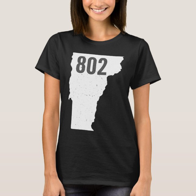 Camiseta 802 Vermont Area Code Pride State Outline (Anverso)