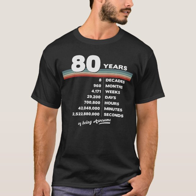 Camiseta 80.ª cosecha de cumpleaños Retro de 80 años 960 Me (Anverso)