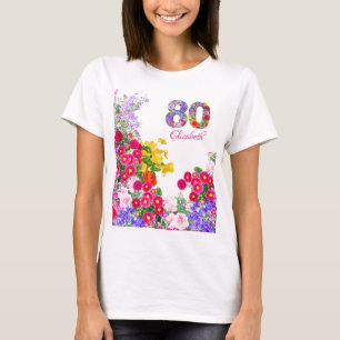 Camiseta 80.ª fiesta de cumpleaños floral invitado de camis