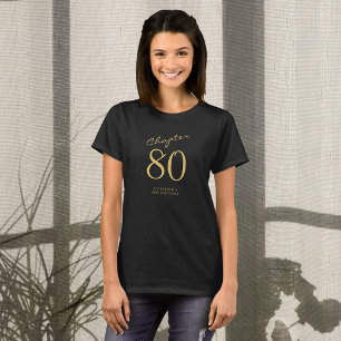 Camiseta 80.ª Fiesta de Cumpleaños Guión de Oro Negro