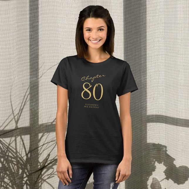 Camiseta 80.ª Fiesta de Cumpleaños Guión de Oro Negro (Subido por el creador)