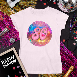 Camiseta 80.ª fiesta de cumpleaños Purpurina rosado dorado