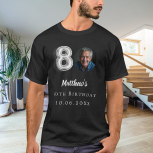 Camiseta 80.ª foto de plata negra