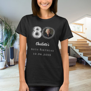 Camiseta 80.ª foto de plata negra