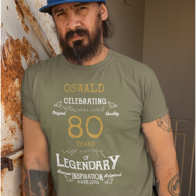 Camiseta 80.ª Leyenda de Impresión de Oro Blanco de Cumplea (Subido por el creador)