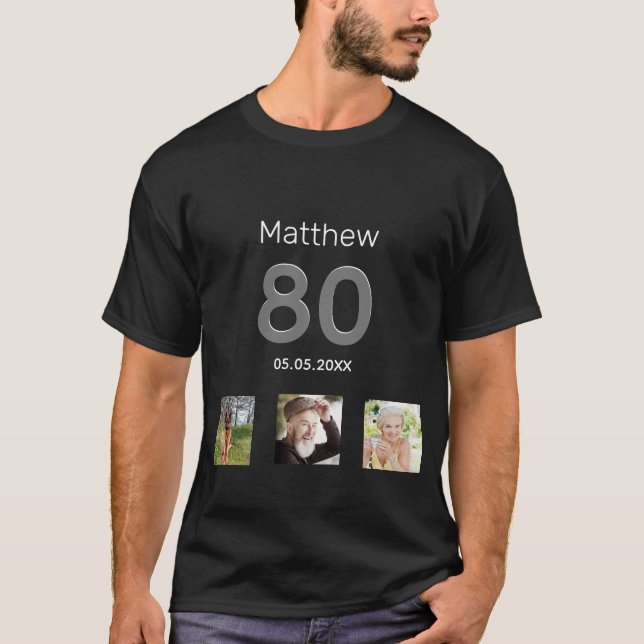 Camiseta 80.ª persona con monograma de foto personalizado d (Anverso)
