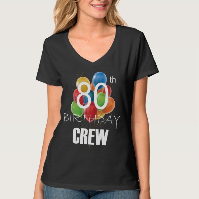 Camiseta 80.ª tripulación de cumpleaños 80 mujeres de la tr (Anverso)