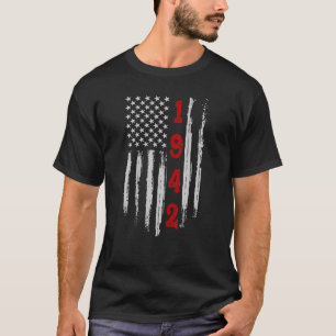 Camiseta 80.º cumpleaños 1942 Bandera estadounidense vintag