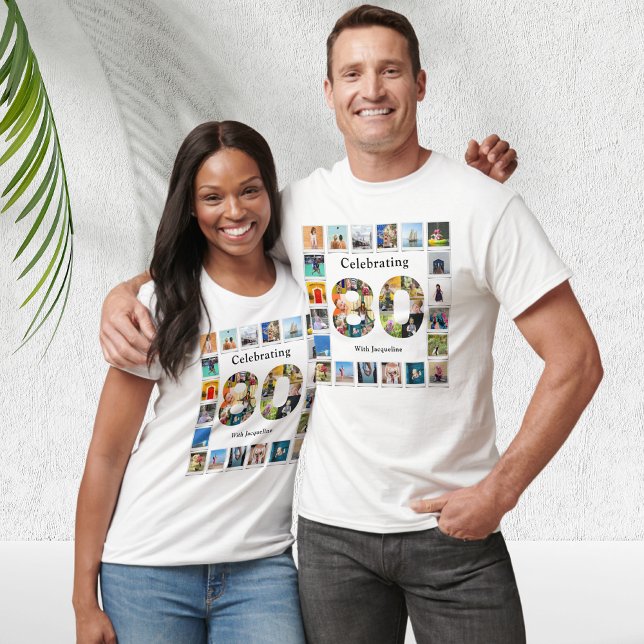 Camiseta 80.º cumpleaños Diseñar tu propio Collage de fotos (Personalized 80th birthday tshirts with photo collage template.)