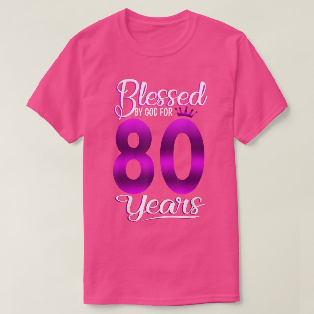 Camiseta 80.º regalo de cumpleaños bendecido por Dios duran (Diseño del anverso)