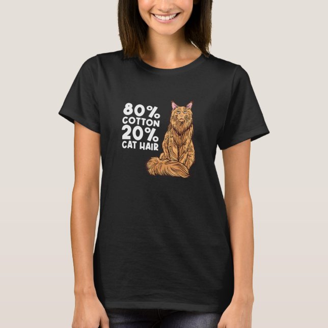 Camiseta 80 Algodón 20 Ropa De Madre Gato De Cabello Para M (Anverso)