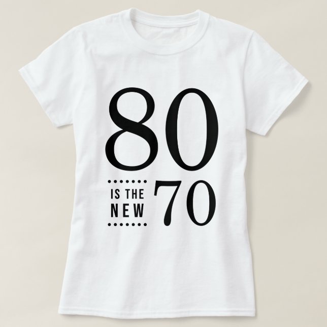 Camiseta 80 Aniversario Negro 80 es el nuevo 70 (Diseño del anverso)