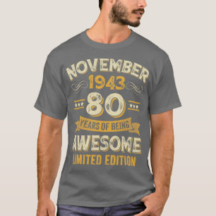 Camiseta 80 Años Awesome Vintage Noviembre 1943 80th Birthd