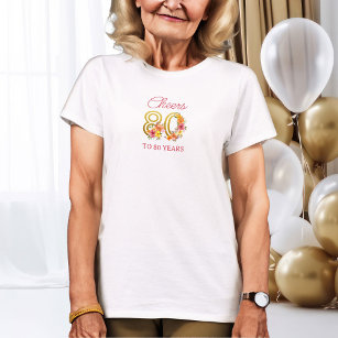 Camiseta 80 años de alegría por el número de oro floral de 